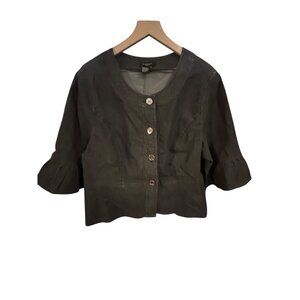Sandro Womens Dark Blue Cropped Button-Up Jacket 2X Denim